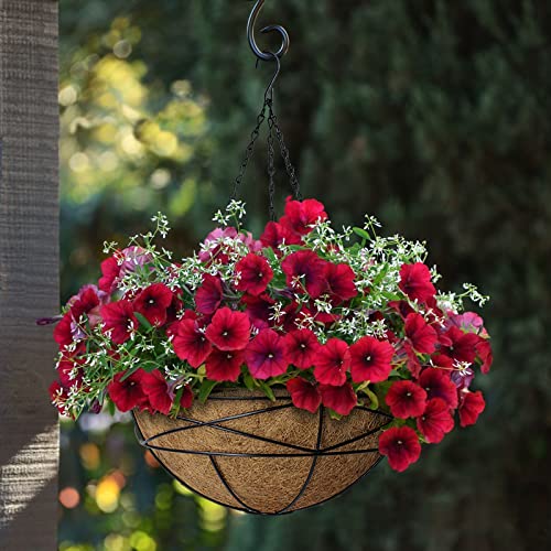 Karlliu 4 Pack 12 Inch Hanging Planters for Outdoor Plants Metal Watering Flower Baskets with Coco Liner for Hanging Pot Round Plant Holders Planter for Outside Garden Decoration - Image 4