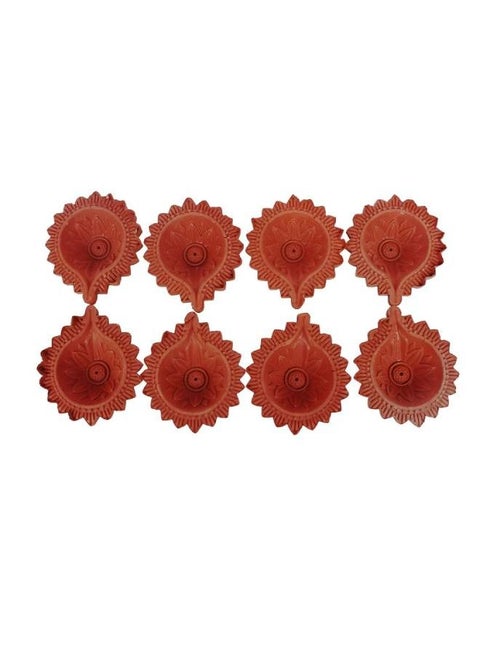 Assorted Mitti Diya Set of 8 Pcs