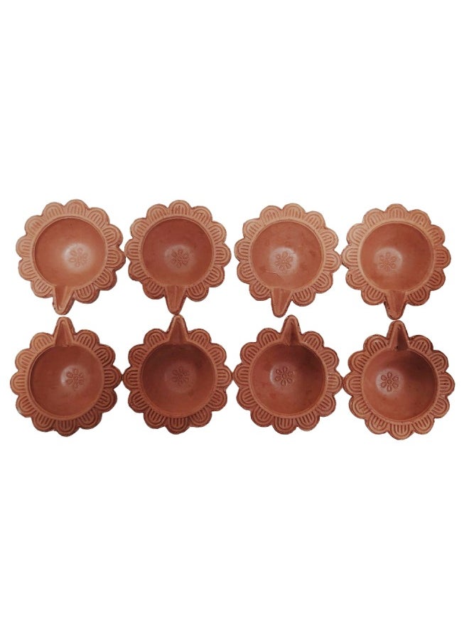 Madhoor - Assorted Mitti Diya Set of 8 Pcs - Image 1