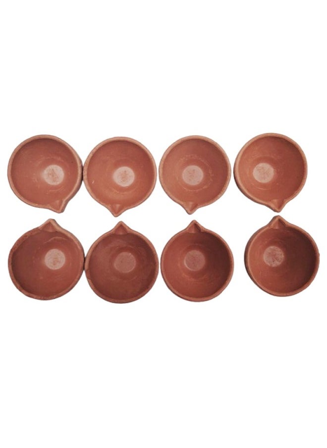 Madhoor - Assorted Mitti Diya Set of 8 Pcs - Image 1
