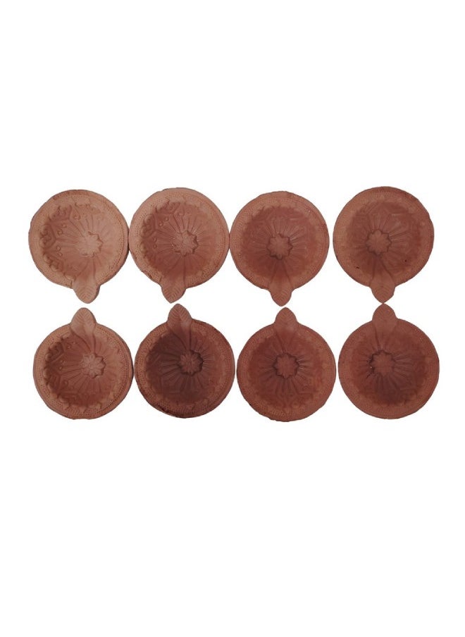 Madhoor - Assorted Mitti Diya Set of 8 Pcs - Image 1