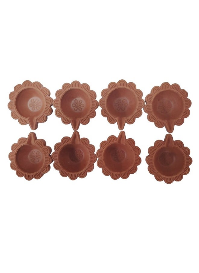 Madhoor - Assorted Mitti Diya Set of 8 Pcs - Image 1