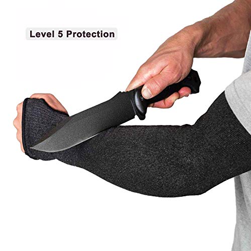 CAWANFLY Protective Arm Sleeves, Level 5 Protection Cut Resistant Sleeve with Thumb Hole (Black) - Image 2