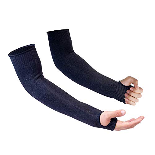 CAWANFLY Protective Arm Sleeves, Level 5 Protection Cut Resistant Sleeve with Thumb Hole (Black) - Image 1