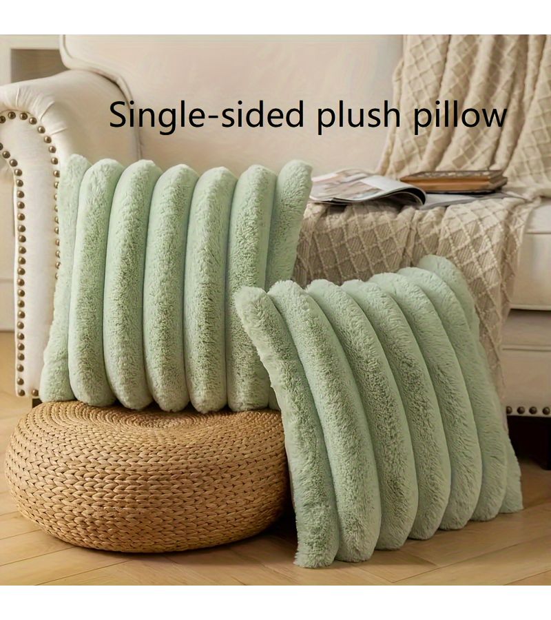 Green Faux Fur Throw Pillow For Bedroom Sofa Living Room Decoration - Image 5