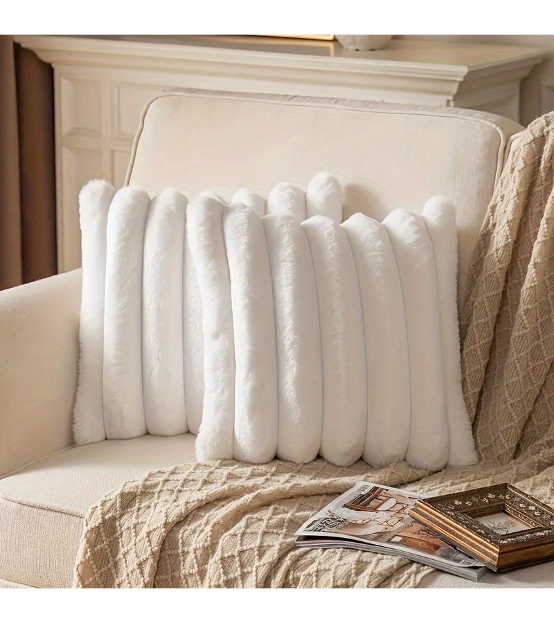 Green Faux Fur Throw Pillow For Bedroom Sofa Living Room Decoration - Image 1