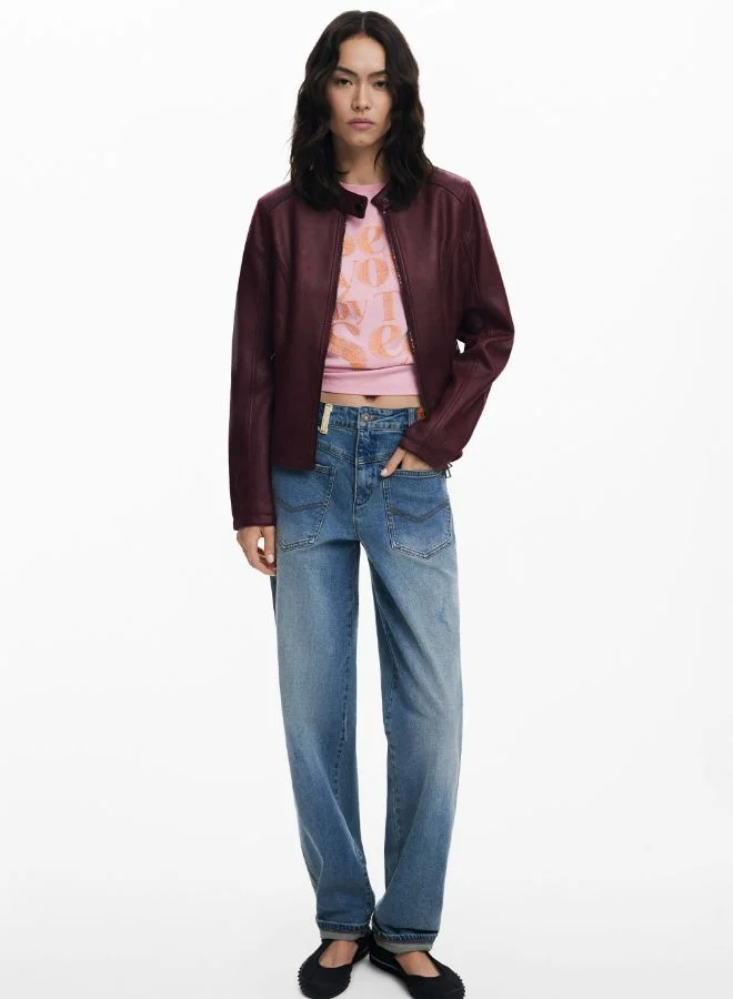 DESIGUAL COMBINED FAUX LEATHER JACKET