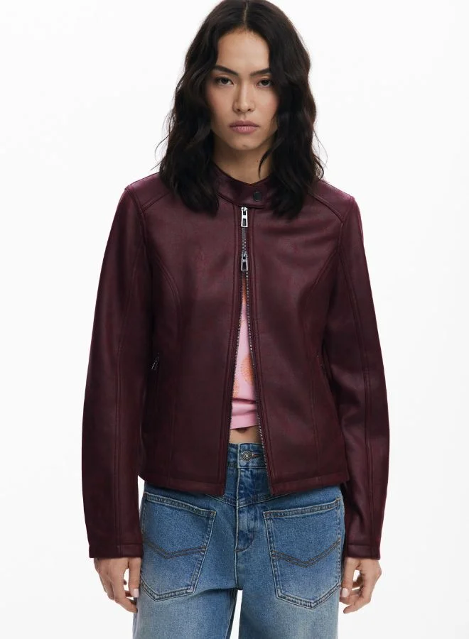 DESIGUAL COMBINED FAUX LEATHER JACKET