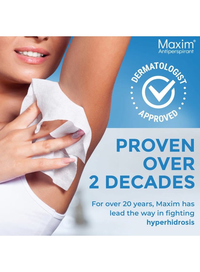 Maxim مناديل مضادة للتعرق Maxim® Clinical Strength لعلاج التعرق المفرط - تقلل من التعرق لمدة تصل إلى 7 أيام لكل استخدام - مضادة للتعرق للرجال والنساء - تضمن لك الجفاف. 10 مناديل - Image 5