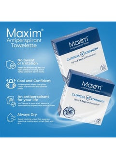 Maxim Maxim® Clinical Strength Antiperspirant Wipes for hyperhidrosis Excessive Sweating – Reduces Sweat Up to 7-days Per Use – Antiperspirant for Men and Women Certain to Keep you Dri. 10 wipes  - Image 4