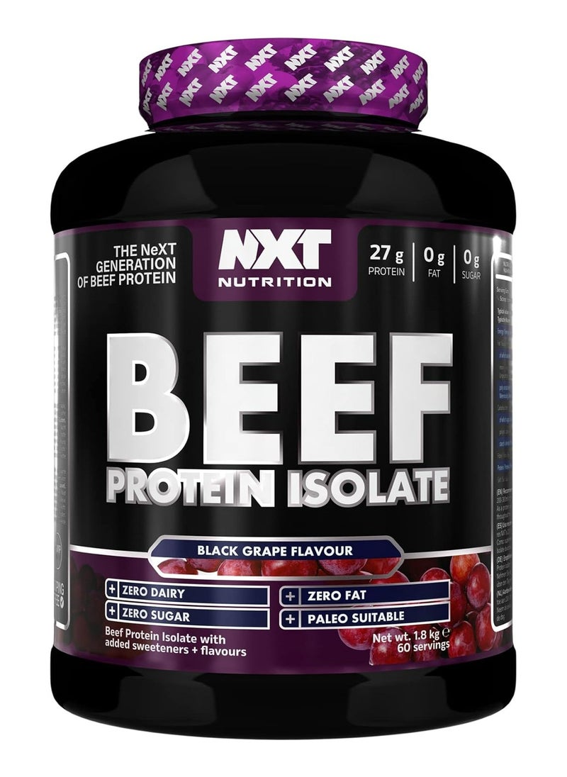 NXT Nutrition - Beef Protein Isolate Powder - Protein Powder High in Natural Amino Acids - Paleo, Keto Friendly - Dairy and Gluten Free | 1.8kg (Black Grape) - Image 1