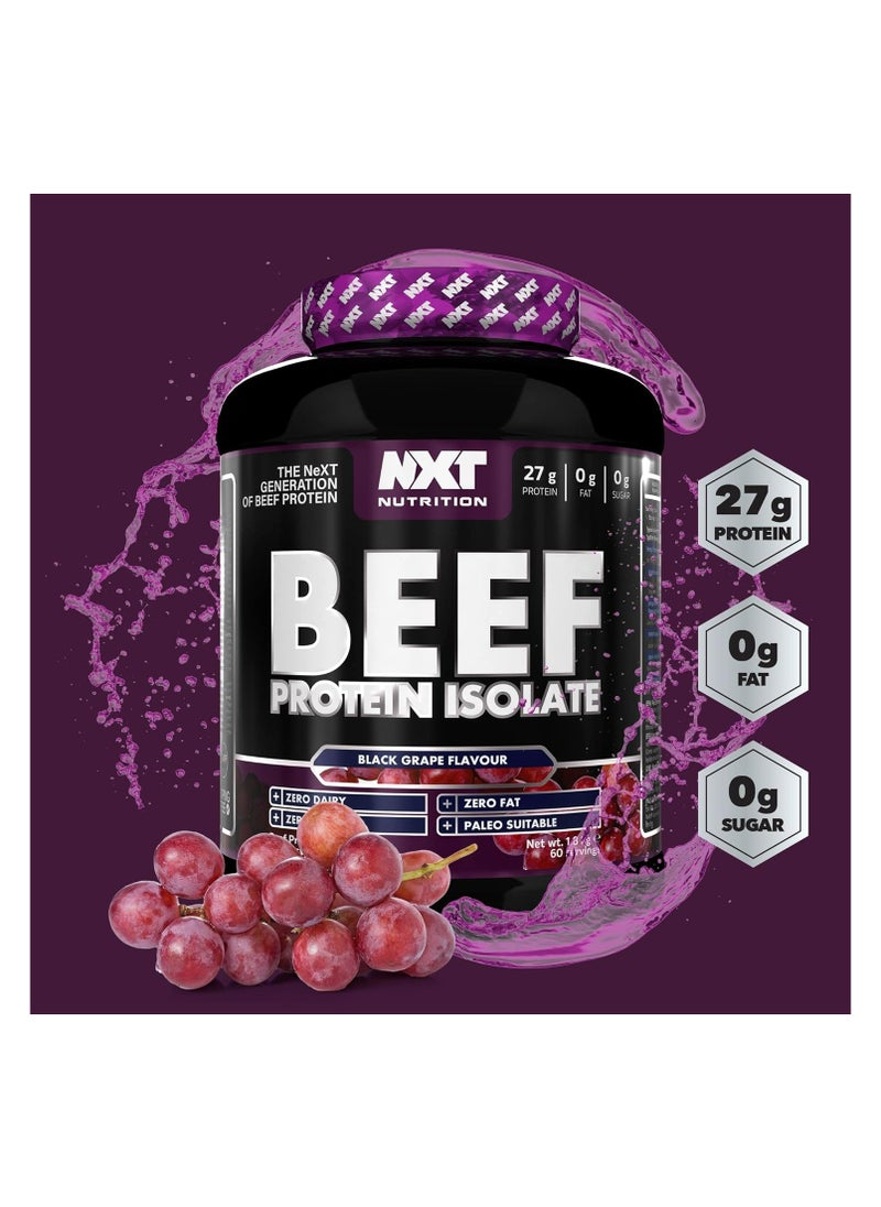 NXT Nutrition - Beef Protein Isolate Powder - Protein Powder High in Natural Amino Acids - Paleo, Keto Friendly - Dairy and Gluten Free | 1.8kg (Black Grape) - Image 1