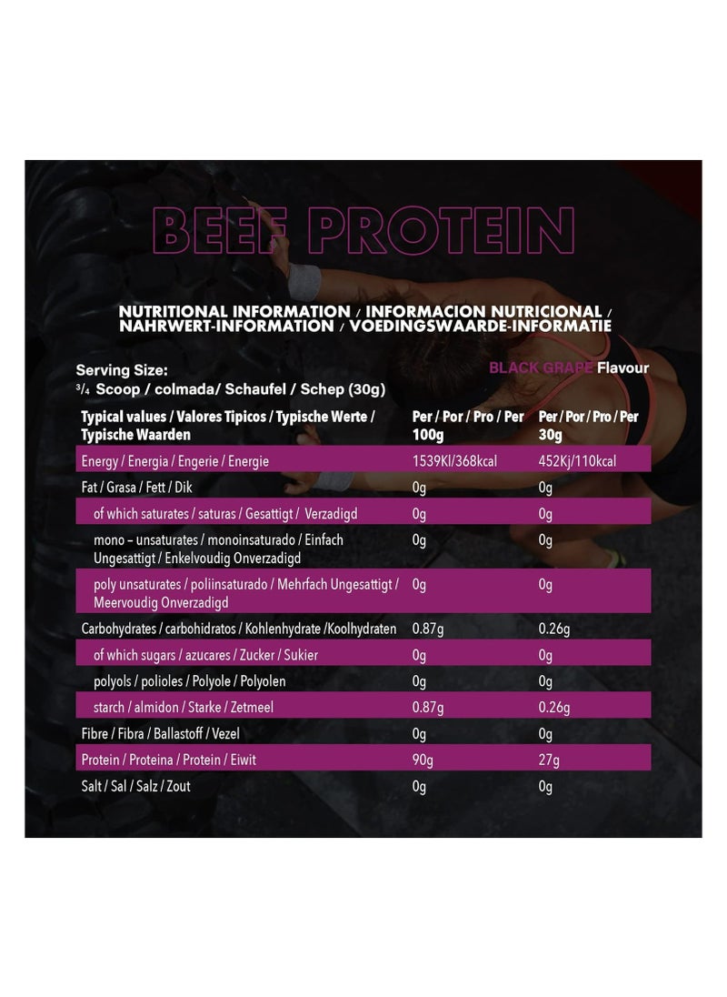 NXT Nutrition - Beef Protein Isolate Powder - Protein Powder High in Natural Amino Acids - Paleo, Keto Friendly - Dairy and Gluten Free | 1.8kg (Black Grape) - Image 1