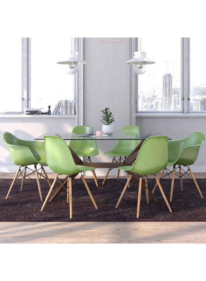 Taimi 6-Piece Office Chair with Wood Legs Green 70x40x40cm  - Image 3