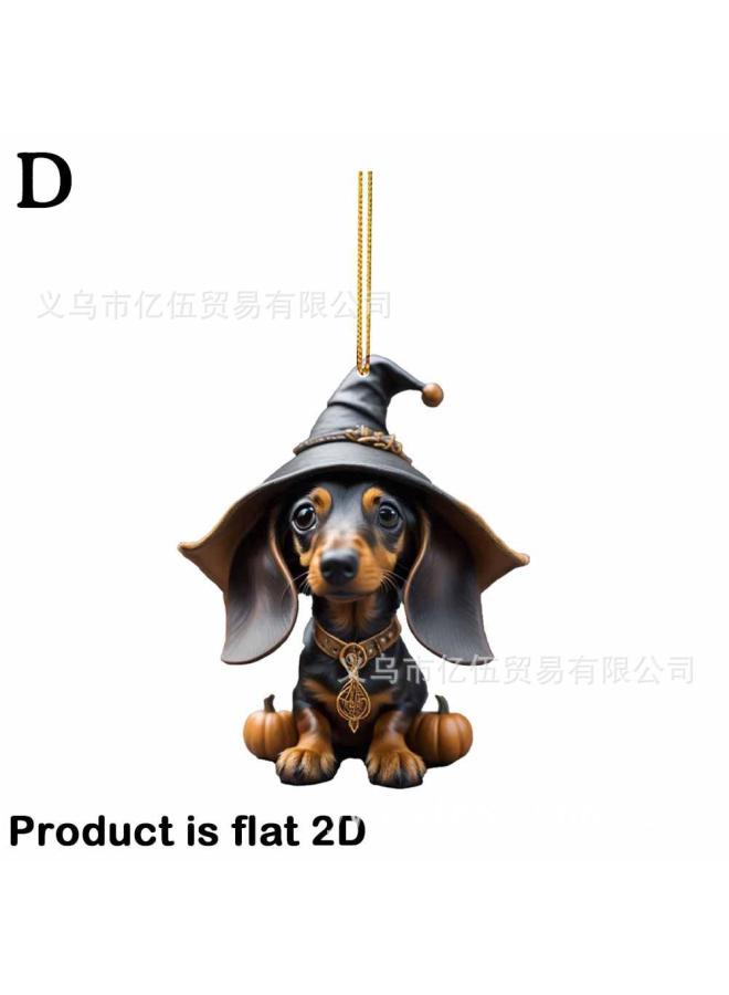 Yiwu New Christmas Fun Dachshund Dog Car Decorations Pendant Acrylic Flat Car Interior Pendant - Image 1