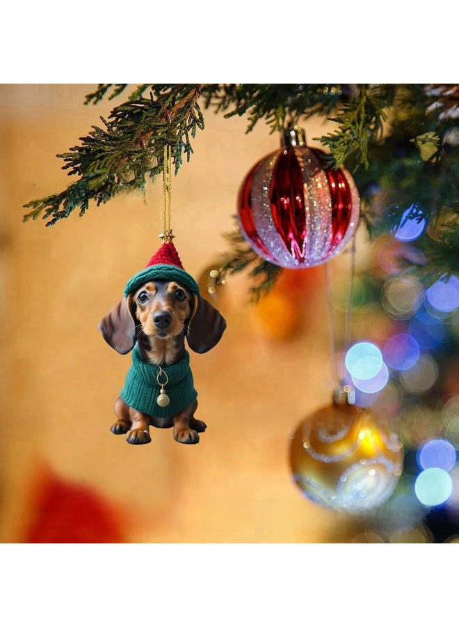 Yiwu New Christmas Fun Dachshund Dog Car Decorations Pendant Acrylic Flat Car Interior Pendant - Image 4