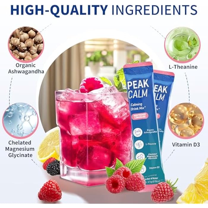 OLELON 40 Count Super Cortisol Calm Drink with Magnesium Glycinate, Ashwagandha, L-Theanine & Vitamin D3 |Magnesium glycinate Powder for Relaxation, Focus & Sleep Support | Raspberry Lemonade | No Sugar - Image 4