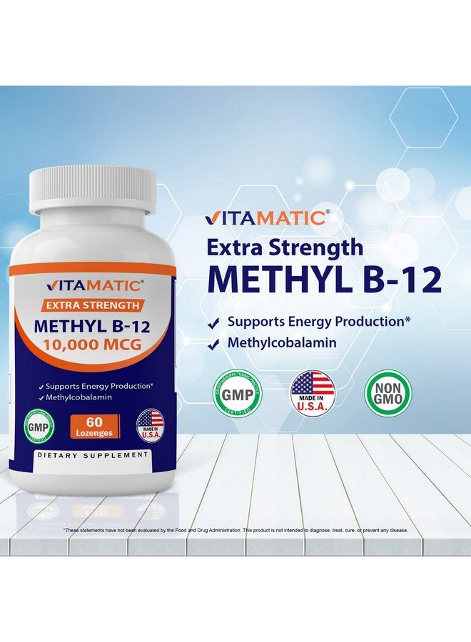 Vitamatic Methyl Vitamin B12 (Methylcobalamin) 10,000 mcg (10mg) 60 Lozenges - Superior Source of Vitamin B12 (2 Pack) - Image 3
