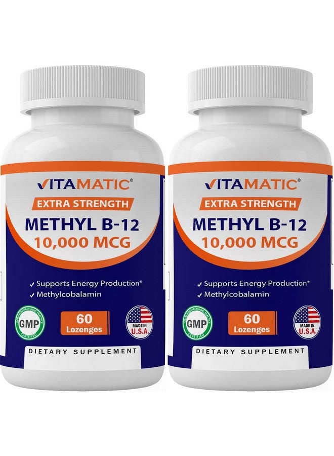 Vitamatic Methyl Vitamin B12 (Methylcobalamin) 10,000 mcg (10mg) 60 Lozenges - Superior Source of Vitamin B12 (2 Pack) - Image 1