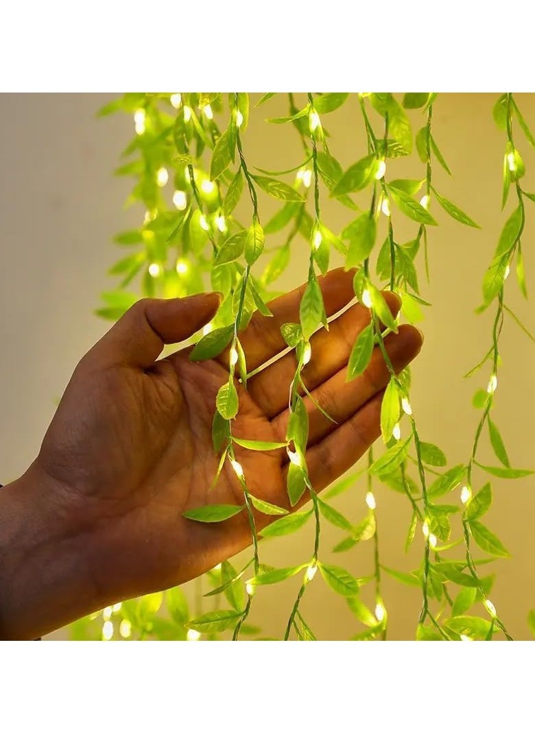 the purple tree - The Purple Tree Artificial Vine Leaf Curtain LED String Light, 200 LEDs, 8 Modes, Remote Control, Adjustable Brightness, 3x2m - Ideal for Bedroom, Garden, Birthday & Festive Decor (Warm White) - Image 1