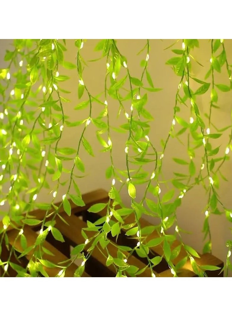 the purple tree - The Purple Tree Artificial Vine Leaf Curtain LED String Light, 200 LEDs, 8 Modes, Remote Control, Adjustable Brightness, 3x2m - Ideal for Bedroom, Garden, Birthday & Festive Decor (Warm White) - Image 1