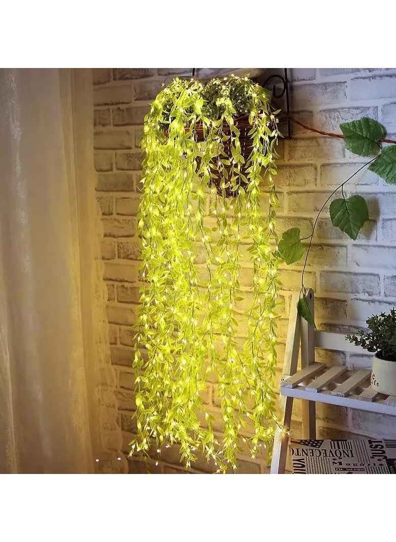 the purple tree - The Purple Tree Artificial Vine Leaf Curtain LED String Light, 200 LEDs, 8 Modes, Remote Control, Adjustable Brightness, 3x2m - Ideal for Bedroom, Garden, Birthday & Festive Decor (Warm White) - Image 1
