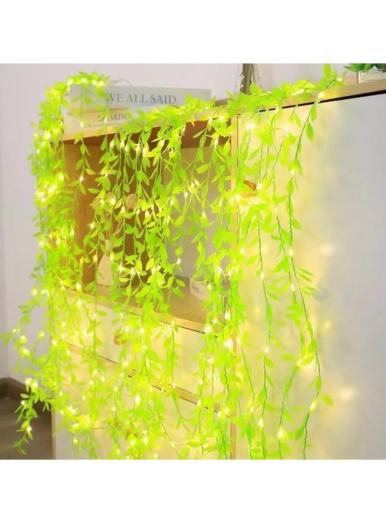 the purple tree - The Purple Tree Artificial Vine Leaf Curtain LED String Light, 200 LEDs, 8 Modes, Remote Control, Adjustable Brightness, 3x2m - Ideal for Bedroom, Garden, Birthday & Festive Decor (Warm White) - Image 1