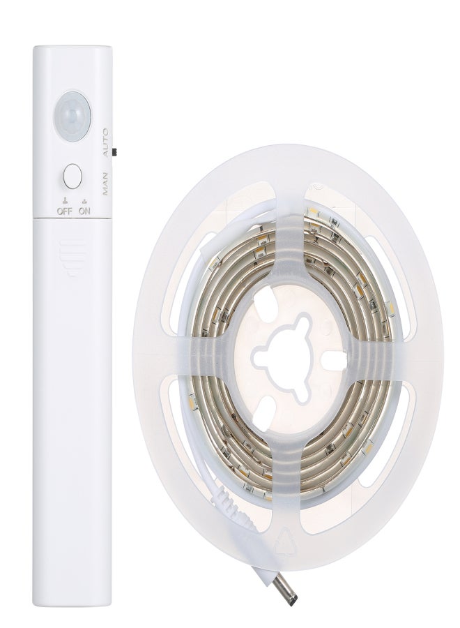 بلوسي شريط إضاءة حساس للحركة بتقنية PIR، مزود بوضعين للتشغيل التلقائي واليدوي، يعمل بالبطارية، طوله متر واحد، يحتوي على 30 مصباح LED من نوع SMD2835، مناسب لخزائن الملابس والدواليب. - Image 3