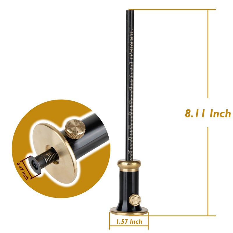 O'SKOOL Wheel Marking Gauge for Woodworking, Precision Scribing Tool with Dual Metric/Imperial Scale, Solid Metal Body, Bearing-Mounted Rolling Cutter, Extra Blade Included, MAM018 - Image 3