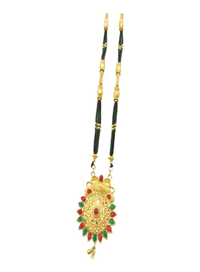 Swaroop Designer Mangalsutra For Women Stylish New Gold Plated Mangalsutra Long Size Heavy Design Long Black Bead Chain 60 - Image 1