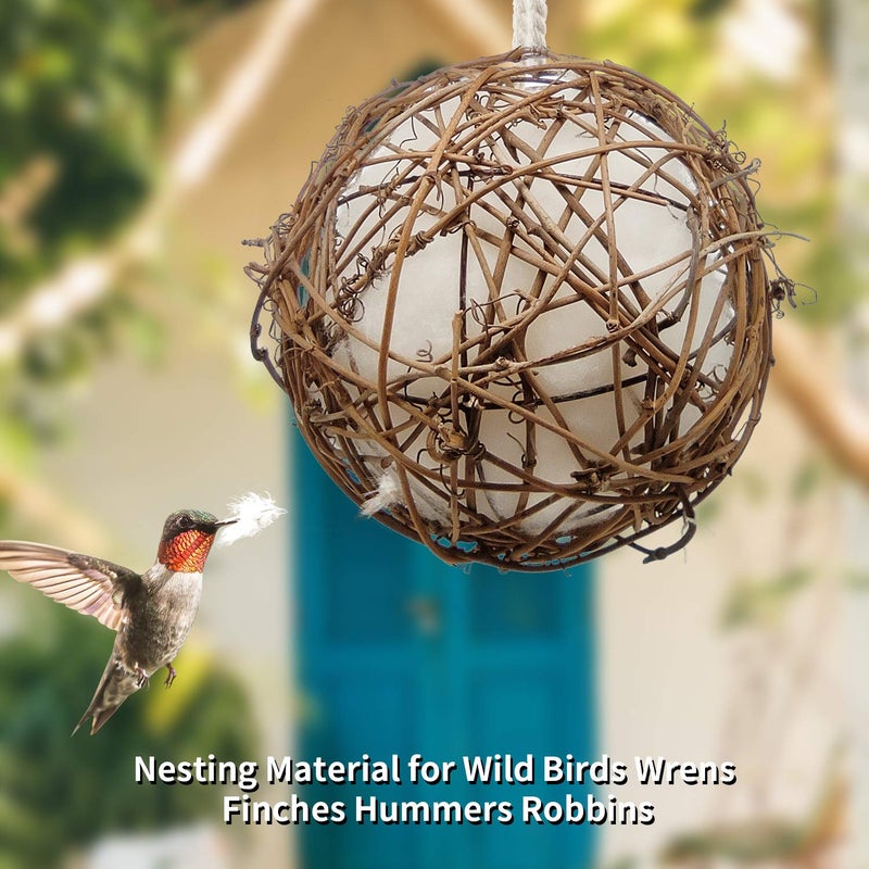 Gute Globe Hummingbird Nesters, Hummingbird Nesting Houses Set of 2, Bird Nesting Materials Holder, Refillable Balls Bird Nesting Station for Outdoor Wild Birds Wrens Finches Parrot (Small) - Image 5