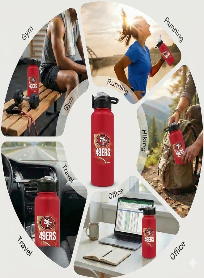 Proformance Home NFL San Francisco 49ers ProPress Gradient Home State 32oz Stainless Steel Water Bottle, Press Top Lid - Image 5