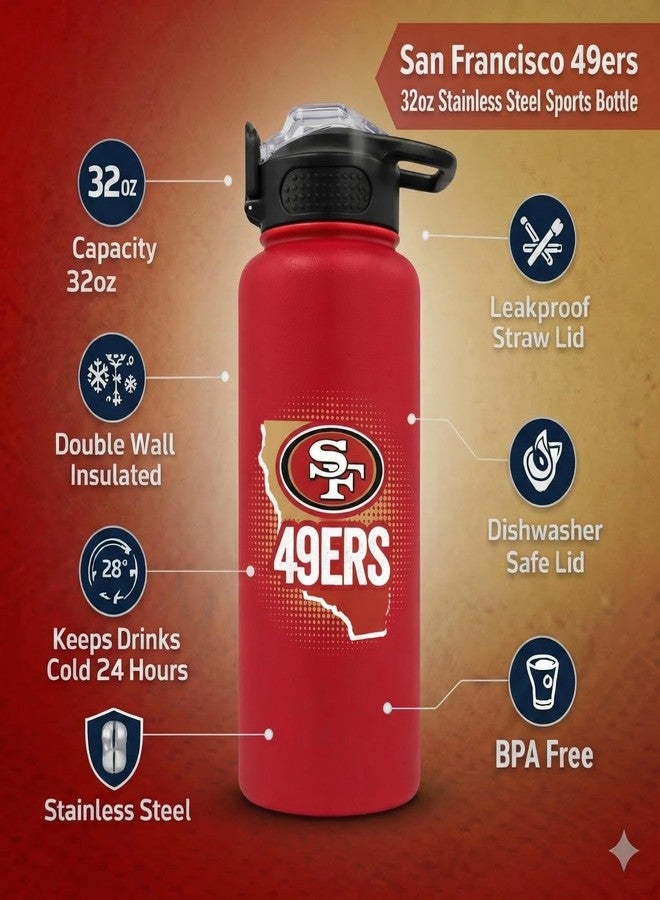 Proformance Home NFL San Francisco 49ers ProPress Gradient Home State 32oz Stainless Steel Water Bottle, Press Top Lid - Image 3