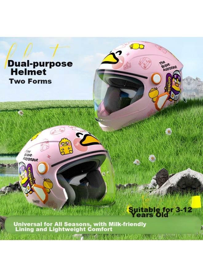 Neva3c Certified Children's Helmet For Boys And Girls, All-season Universal Electric Scooter Motorcycle Cartoon Cute Baby Safety Helmet, Pink Little Yellow Duck, 3-12 Years Old - Image 1