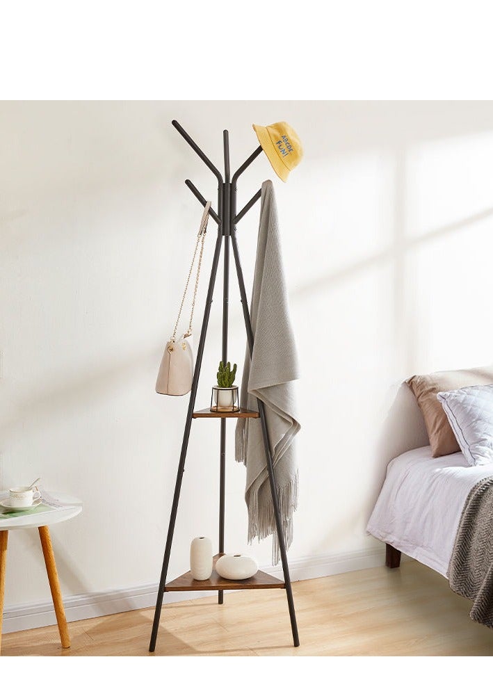 Arabest Coat Rack,Freestanding Organizer, Standing Coat Rack, Hall Tree with 2 Shelves, Easy Assembly,Metal Hat Hanger for Entryway, Hallway, Bedroom, Office,for Clothes, Hat, Bag,180CM - Image 1