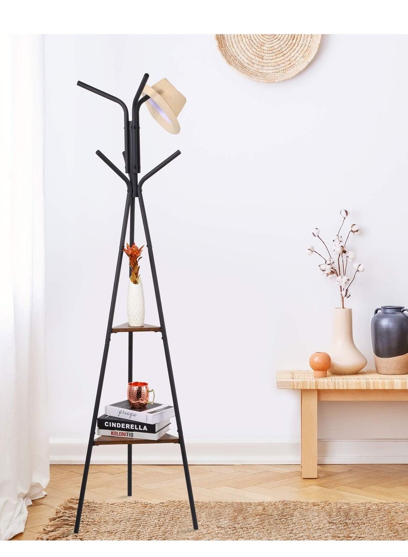 Arabest Coat Rack,Freestanding Organizer, Standing Coat Rack, Hall Tree with 2 Shelves, Easy Assembly,Metal Hat Hanger for Entryway, Hallway, Bedroom, Office,for Clothes, Hat, Bag,180CM - Image 4