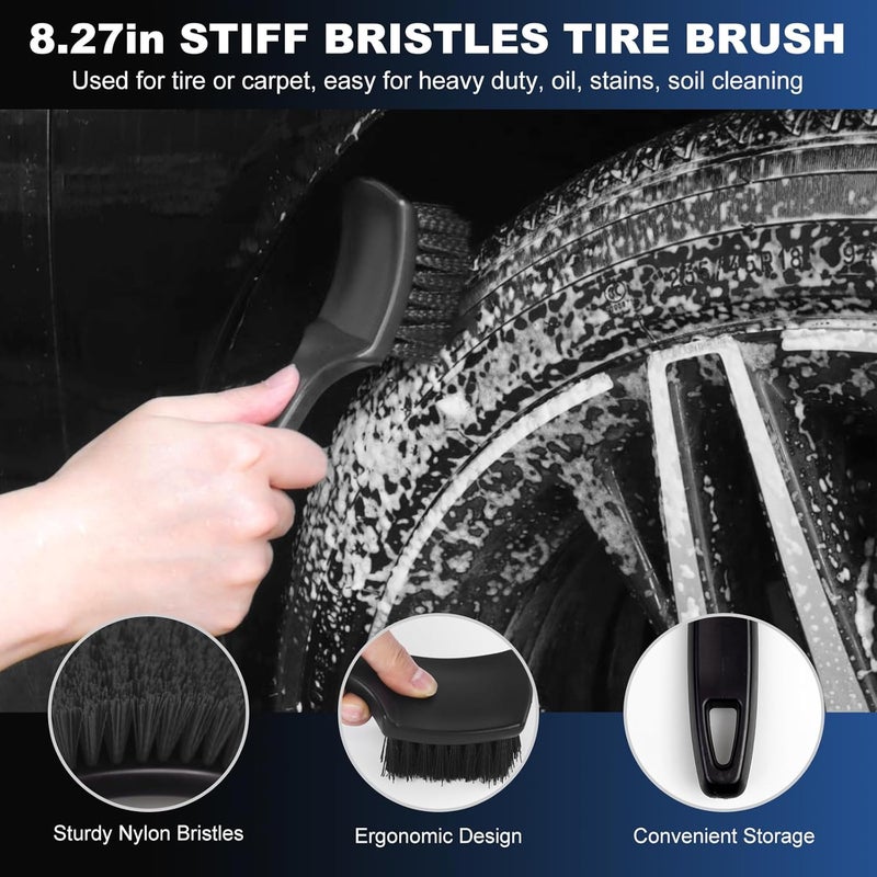 TTRCB Car Wheel & Tire Brush Set, Wheel Cleaner Brush, Soft & Stiff Bristle Cleaning Brush, Wheel Brushes for Cleaning Wheels, Rim Brush for Car Body Exterior Surface, Carpet, Truck, SUV, RV, Motorcycle - Image 5