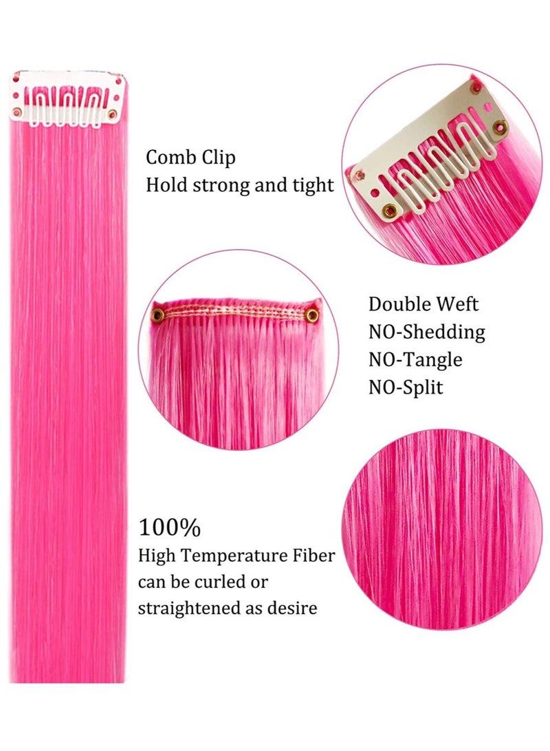 إستيل قطع شعر مستعار للمراهقين مشابك مستقيمة في وصلات شعر ملونة للبنات باللون البنفسجي والوردي - Image 2