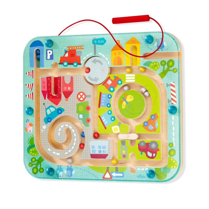 HABA Busy Board for Toddlers 2-4: Town Magnetic Maze Puzzle Game - Toddler Travel Toys for Preschoolers - Image 1