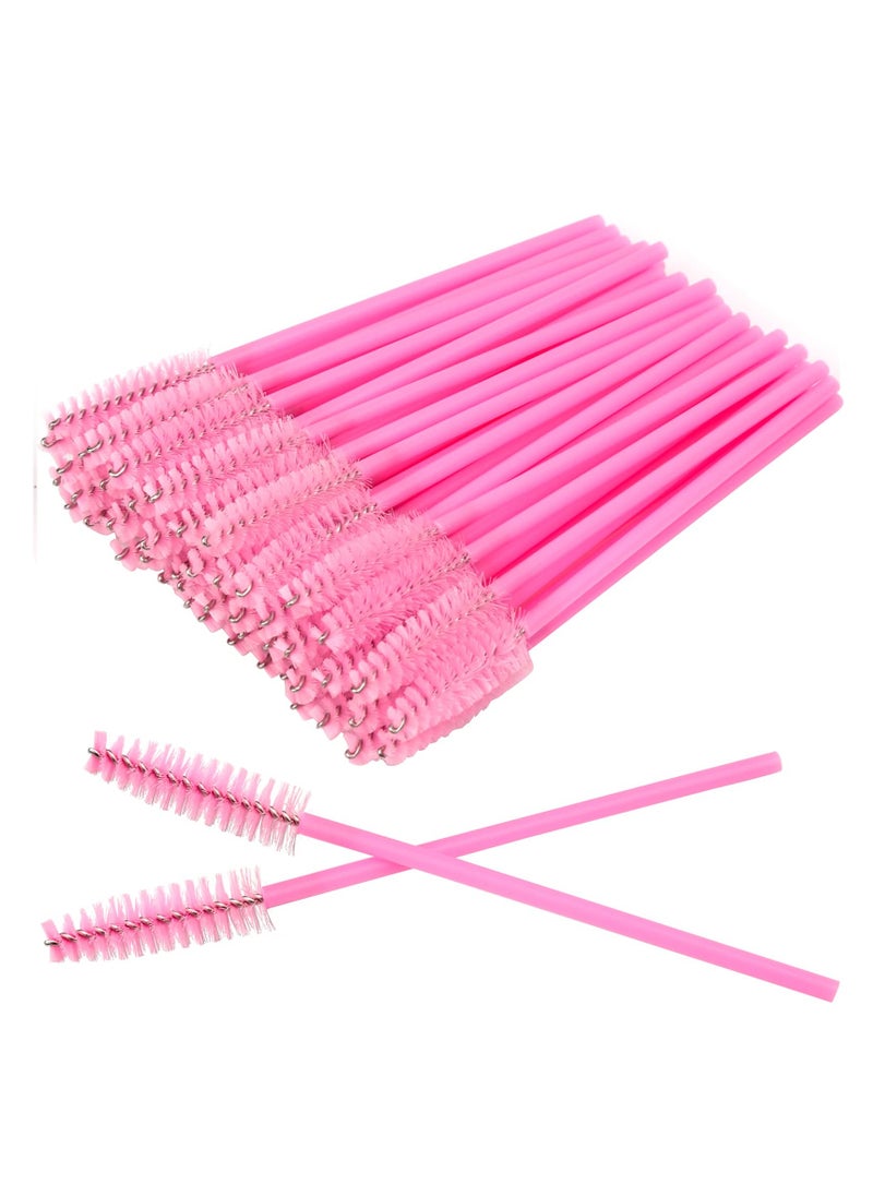KHAJUL 50 Pieces Disposable Eyelash Brushes, Mascara Wands Eye Lash Eyebrow Extensions Brush, Applicator Cosmetic Makeup Brush Tool, For Eyebrows and Eyelashes Pink  - Image 1