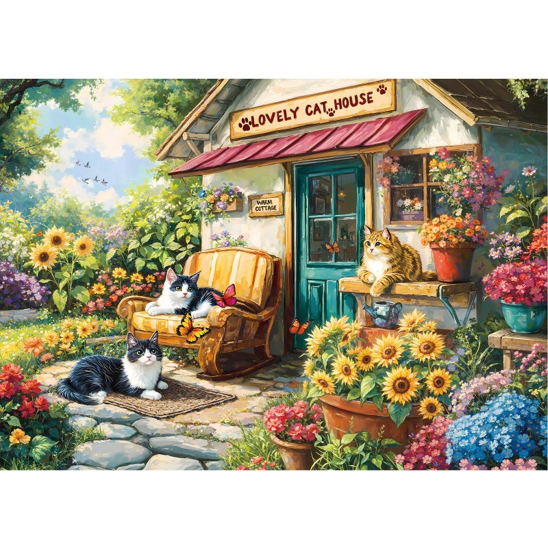 Hopgo Puzzles for Adults 1000 Pieces Lovely Cat House Jigsaw Puzzles for Adults Funny Puzzles for Home Decor 275x196 - Image 3