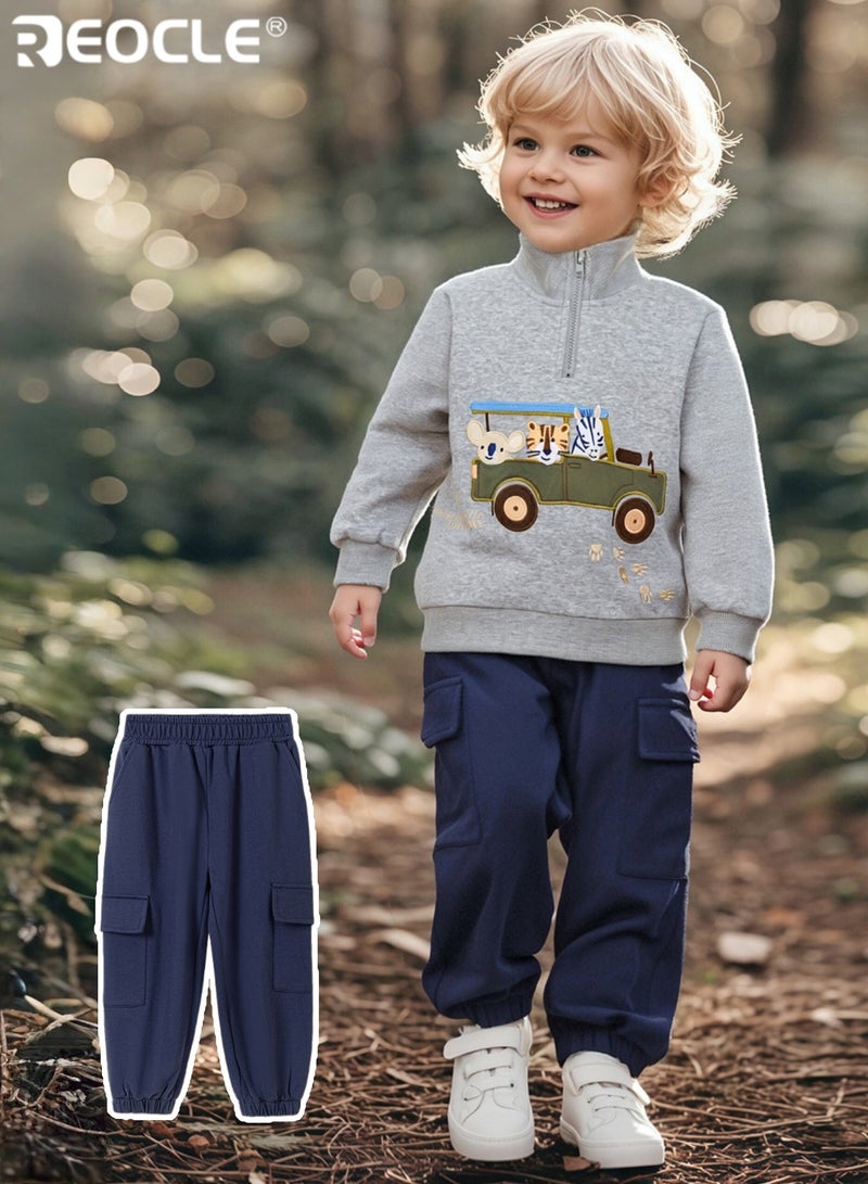 REOCLE Boy's Cartoon Sweatpants with Two Side Pockets and Loose Fit Design Kids Casual Pants with Soft Fabric for Autumn Wear - Image 1