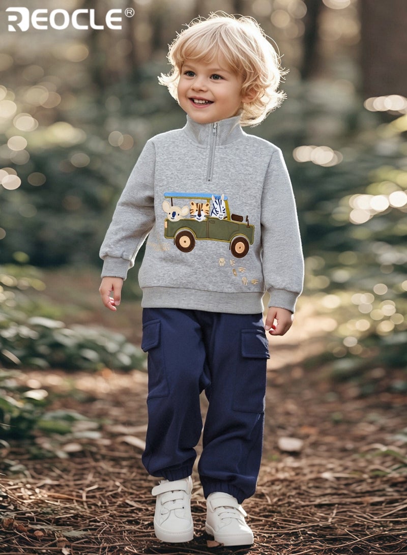 REOCLE Boy's Cartoon Sweatpants with Two Side Pockets and Loose Fit Design Kids Casual Pants with Soft Fabric for Autumn Wear - Image 2