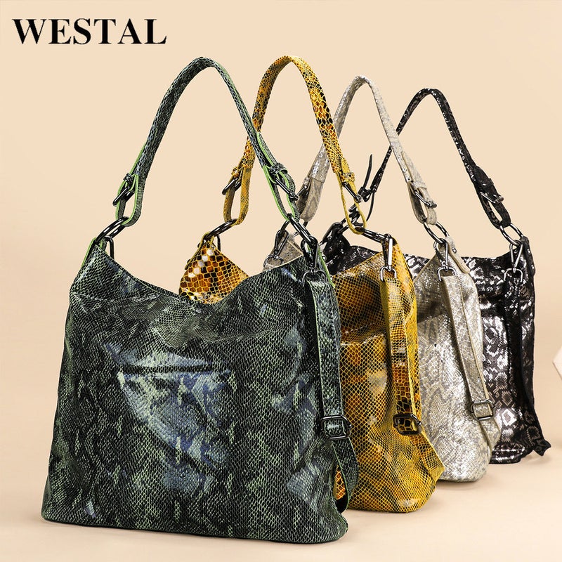 Westal New Color Genuine Leather Women'S Handbag Top Layer Cowhide Snake Shoulder Bag Evening Tote Bag - Image 2