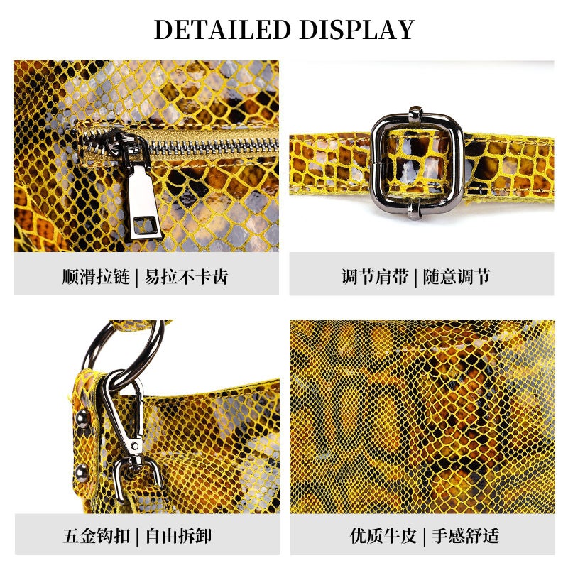 Westal New Color Genuine Leather Women'S Handbag Top Layer Cowhide Snake Shoulder Bag Evening Tote Bag - Image 4