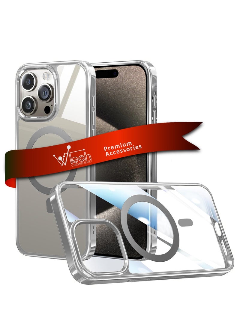 Titanium Series Magsafe Wireless Charging Case Cover For Apple iPhone 15 Pro Max 2023 Silver