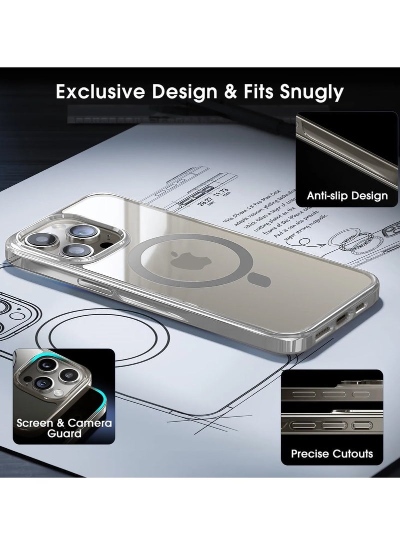 Titanium Series Magsafe Wireless Charging Case Cover For Apple iPhone 15 Pro Max 2023 Silver