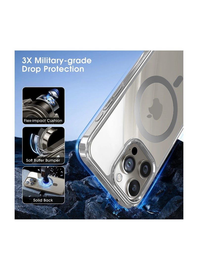 Titanium Series Magsafe Wireless Charging Case Cover For Apple iPhone 15 Pro Max 2023 Silver