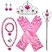Yosbabe Princess Aurora Costume Dress up Accessories for Girls Aurora Gloves Tiara Crown Necklace Wand Earrings Bracelet Ring Princess Christmas Halloween Cosplay Accessories Gifts Set - Image 3