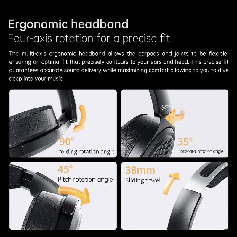 FiiO JT7 Over-Ear Planar Magnetic Headphones, 95x86mm Planar Driver, 3Âµm Ultra-Thin Diaphragm, Foldable Lightweight Design, Detachable 4.4mm/3.5mm Cable for Audiophiles (Black) - Image 5